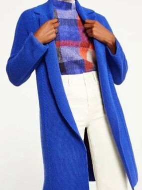NWT Ann Taylor Ribbed Knit Open-Front Cardigan in Blue